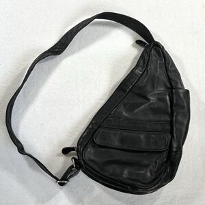 AmeriBag Sling 5102 Leather Healthy Back Bag Black Travel Multi Pocket Unisex
